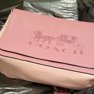 COACH Pink Leather Flap Women's Bag, MEDIUM SIZED BAG
